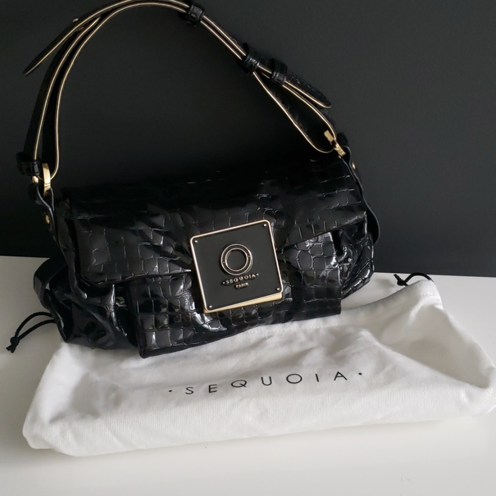 Sequoia Snake Embossed Pattent Leader Handbag